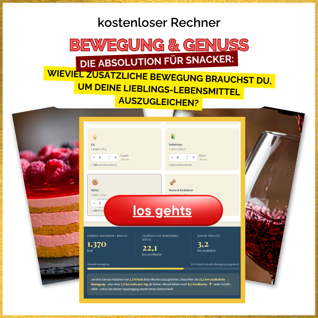 Snackrechner Kalorien-Schritt-Rechner: Interaktives Tool zeigt, wie viele Kilometer Bewegung Genussmittel wie Schokolade oder Chips ausgleichen